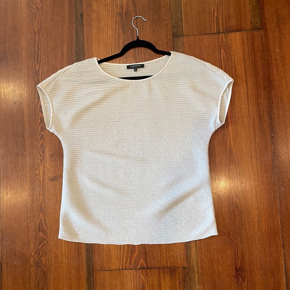 Lafayette 148 taupe pleated blouse Size S